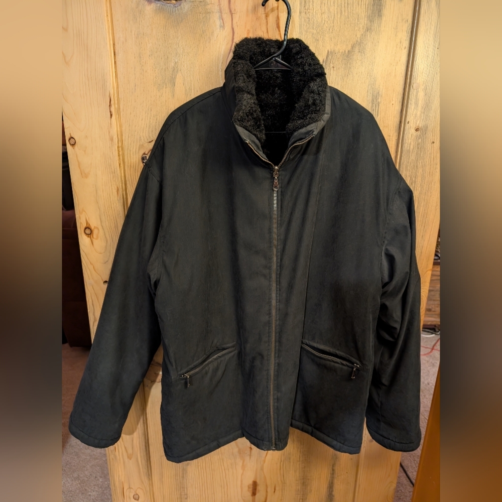 Men's Black Fleece-Lined Jacket (Reversible)